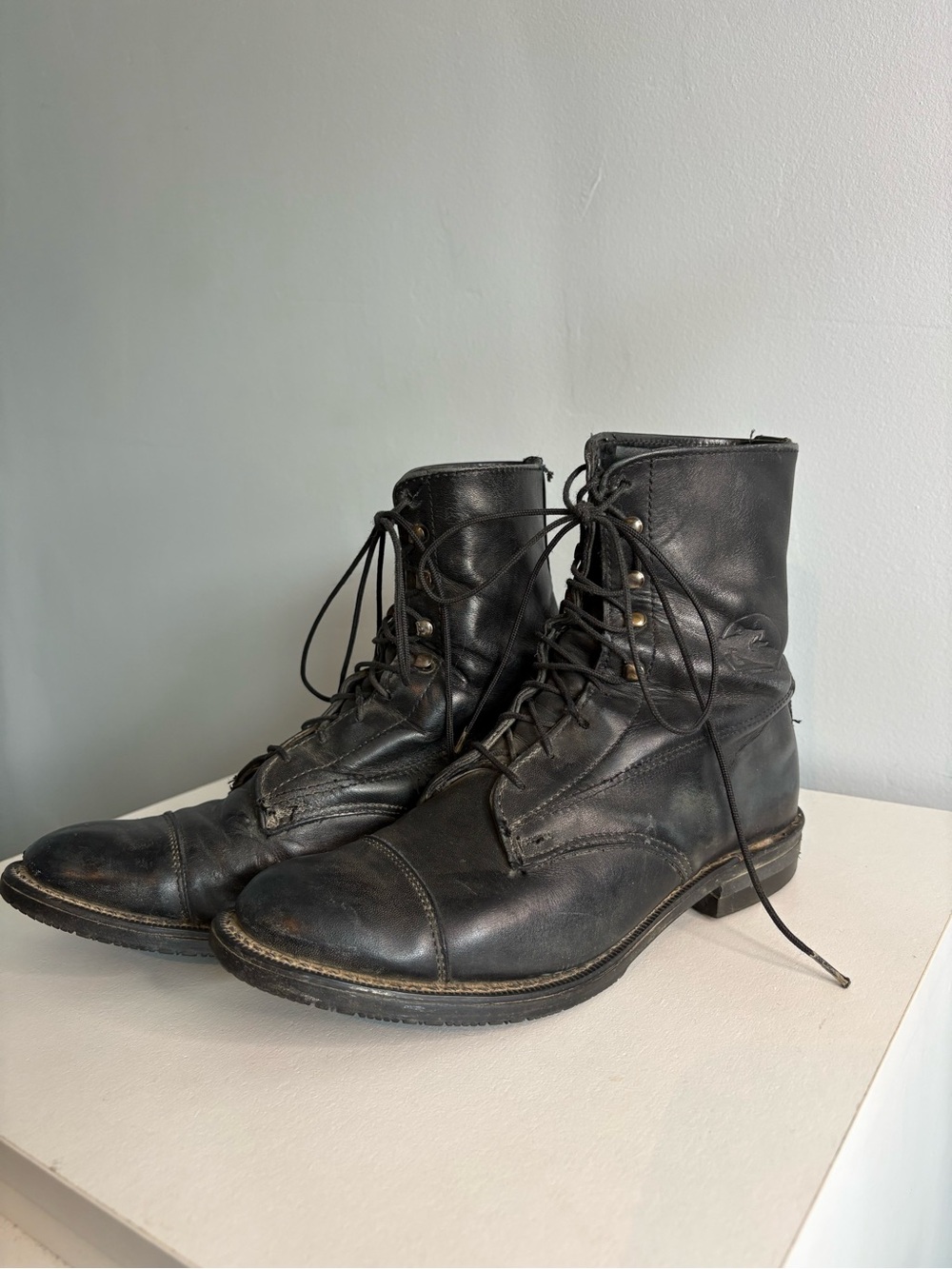 Women's Vintage Biltrite Black Lace-Up Leather Ankle Boots